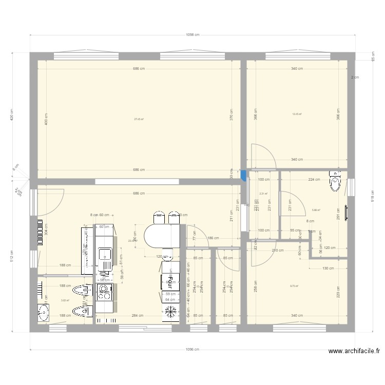 73VP Plan de masse. Plan de 10 pièces et 88 m2