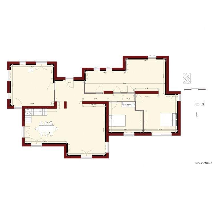 Plan coté après démol ZONE NUIT. Plan de 0 pièce et 0 m2