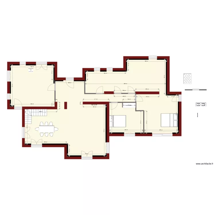 Plan cot&eacute; apr&egrave;s d&eacute;mol ZONE NUIT. Plan de 