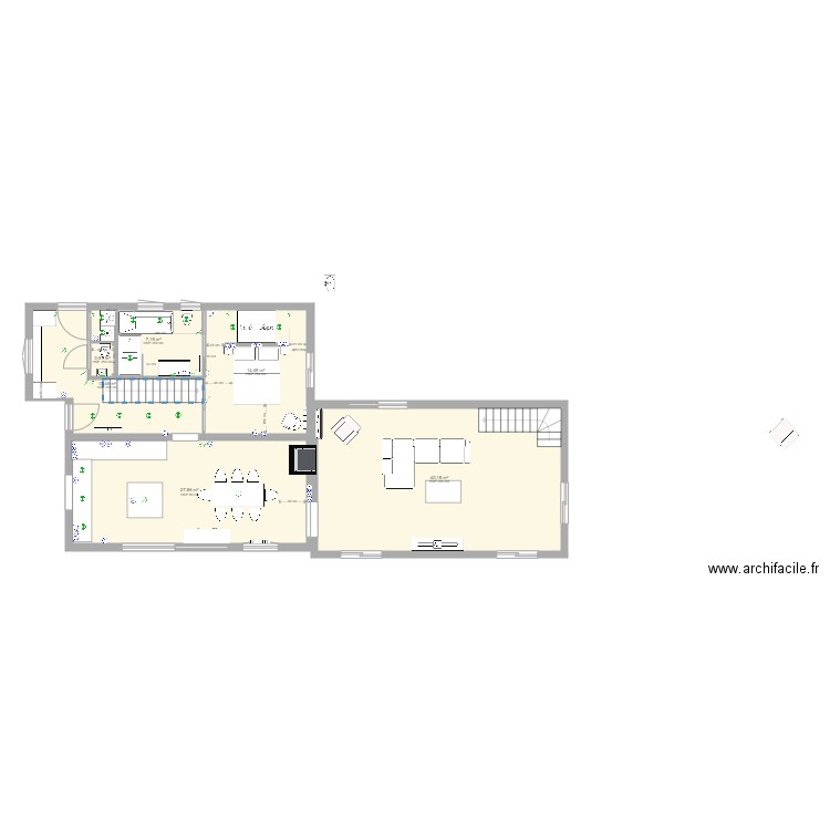 Rez de chaussée electricité. Plan de 10 pièces et 156 m2