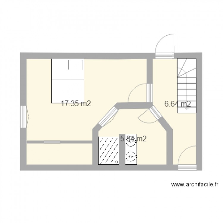 Chambre et palier v3. Plan de 0 pièce et 0 m2