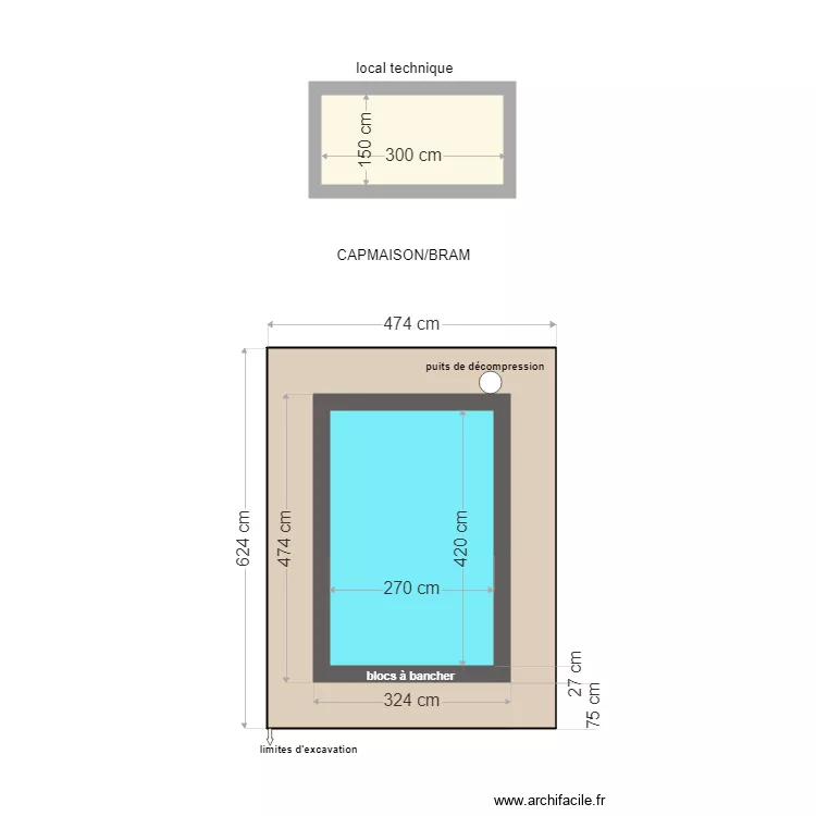 BRAM puits de d&eacute;compression . Plan de 