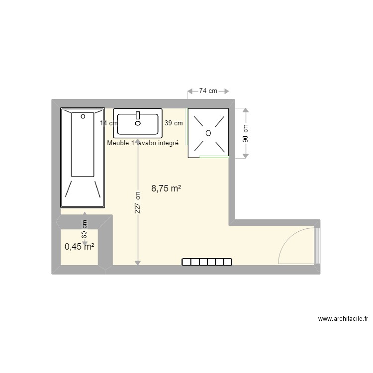 VARIN. Plan de 2 pièces et 9 m2