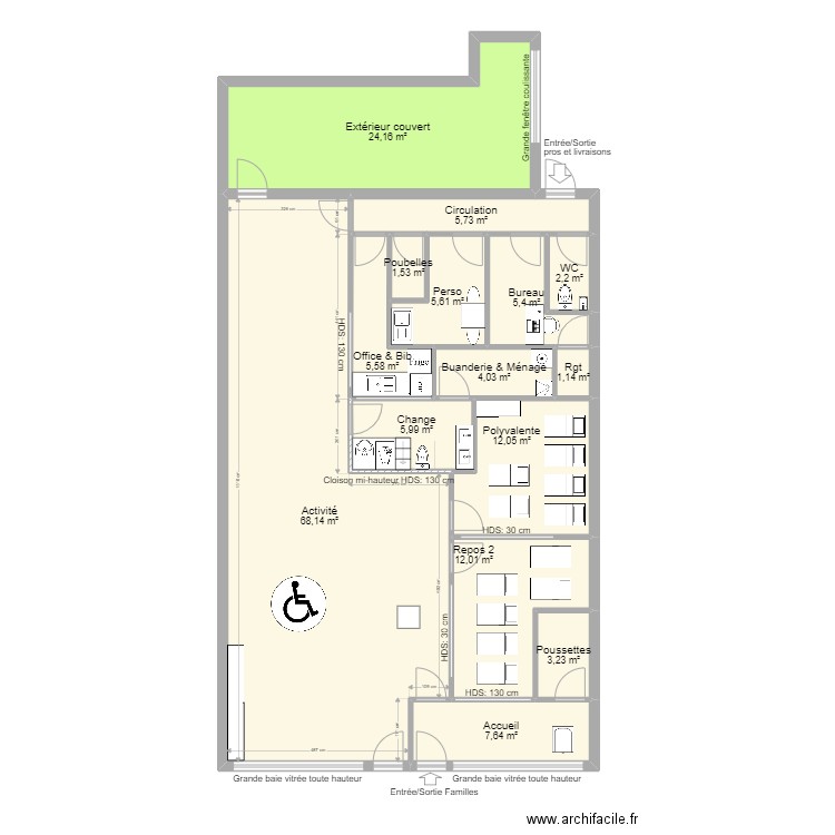 Charles de Gaulle PROJET THIAIS PMI V ArL 070422. Plan de 15 pièces et 164 m2