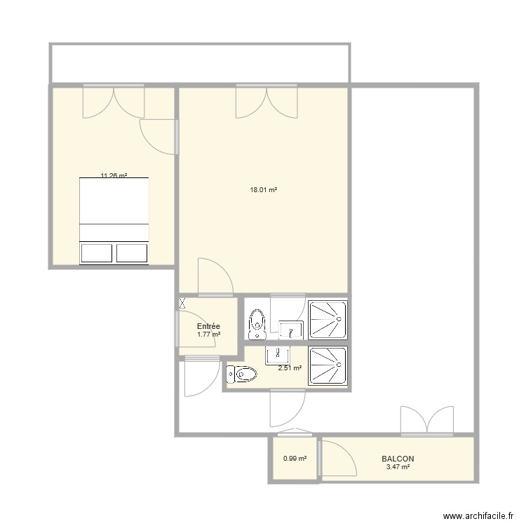 Studios. Plan de 0 pièce et 0 m2