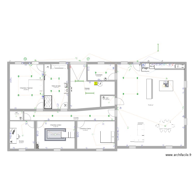 Vegas Pierre. Plan de 11 pièces et 190 m2