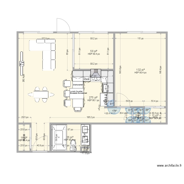 Plan B   for 9 kitchen in  Hochelaga. Plan de 0 pièce et 0 m2