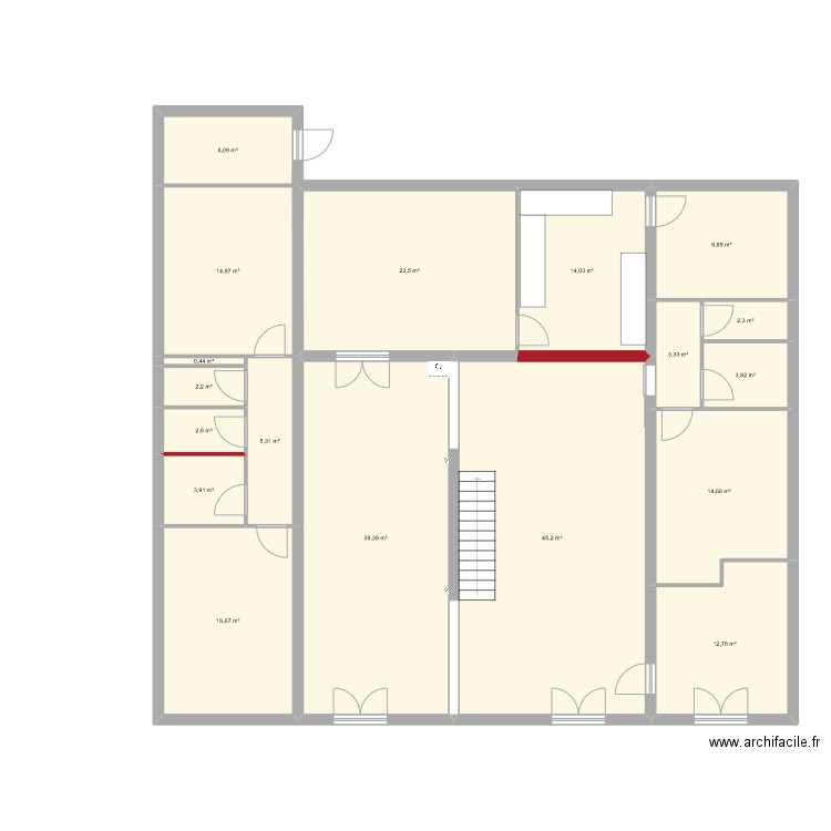 Christophe Gamarde. Plan de 18 pièces et 217 m2