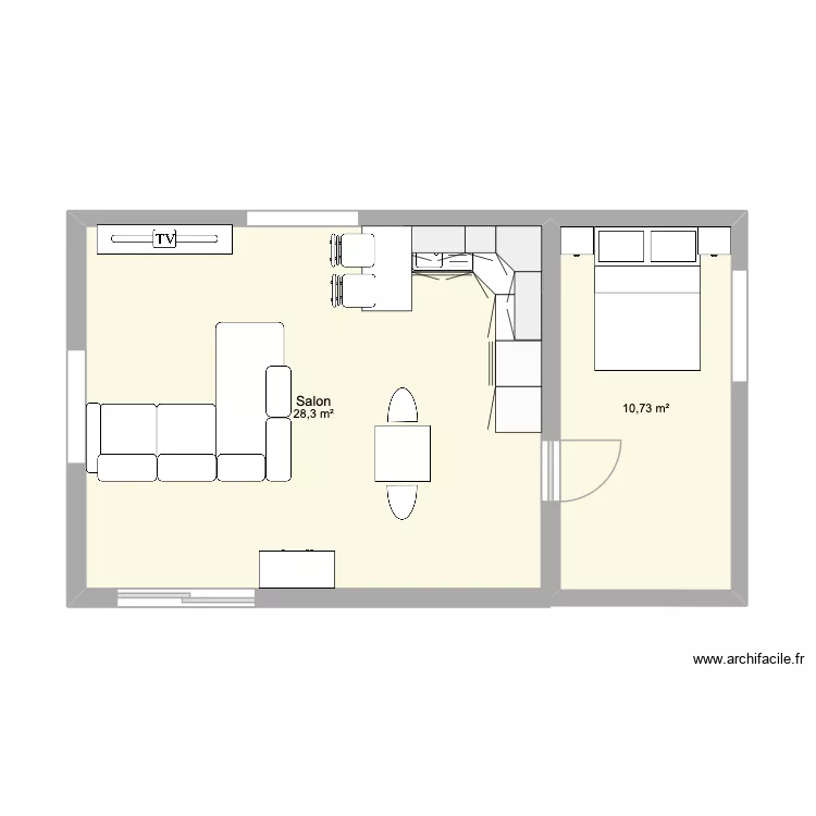 yvette. Plan de 2  et 39 m²