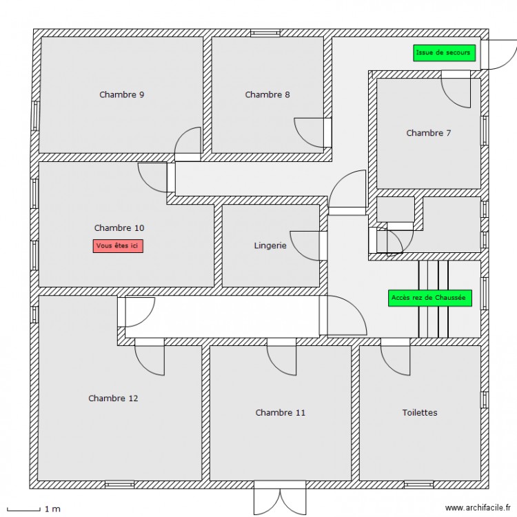Auberge - 1er etage - Chambre 10. Plan de 0 pièce et 0 m2