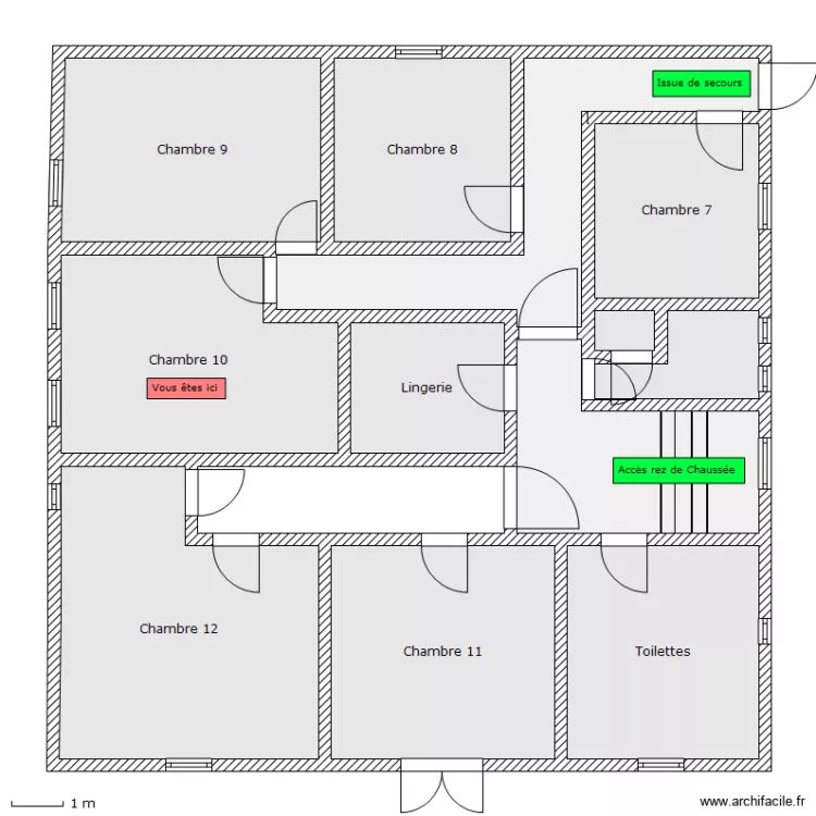 Auberge - 1er etage - Chambre 10. Plan de 