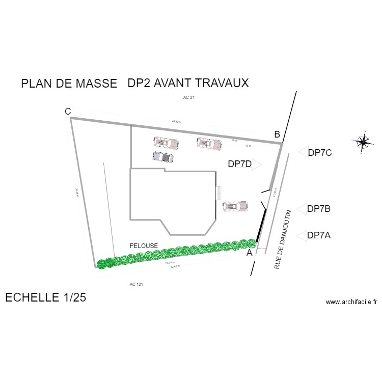 PLAN DE MASSE MAISON ANDELNANS DP2. Plan de 0 pièce et 0 m2