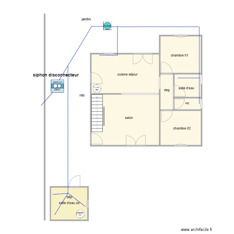 demoret ass 1440. Plan de 8 pièces et 60 m2