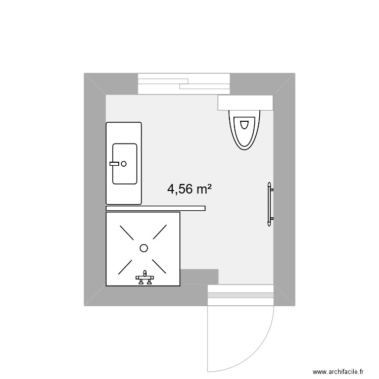 SDB Tamarins. Plan de 1 pièce et 5 m2