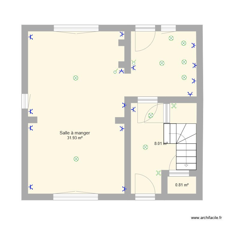salle à manger - Plan 3 pièces 41 m2 dessiné par Trinacria