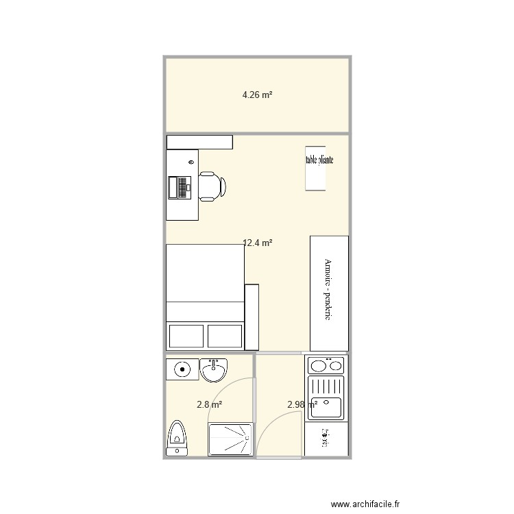 studio deg. Plan de 0 pièce et 0 m2