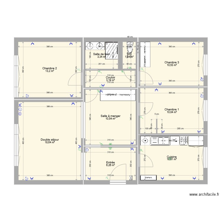 Garage Lot 75. Plan de 10 pièces et 88 m2