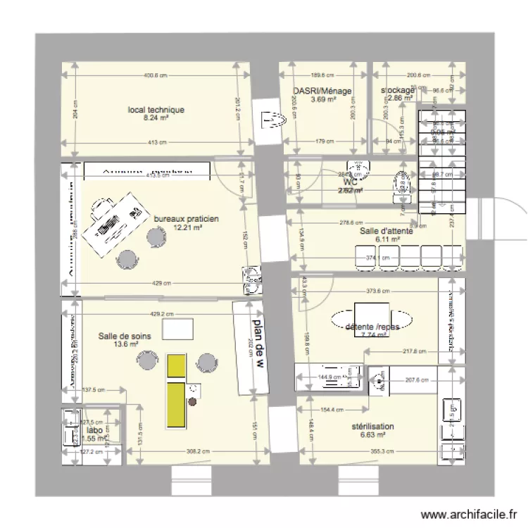 sotta cabinet en haut . Plan de 