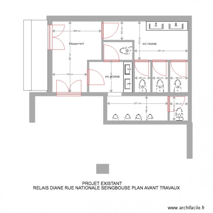 RELAIS DIANE TOILETTE EXISTANT. Plan de 0 pièce et 0 m2