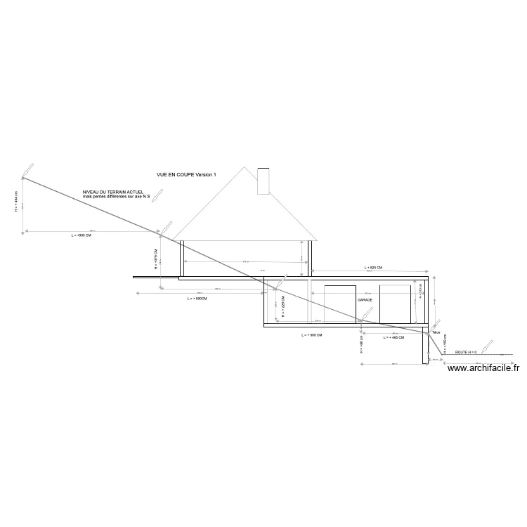 Coupe perspective. Plan de 