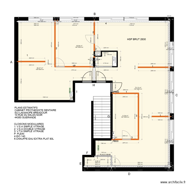 DOSSIER MODULAIRE GUERANDE. Plan de 15 pièces et 142 m2