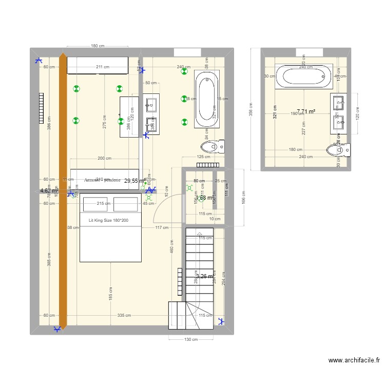 Projet Ronquières 3 niveaux. Plan de 5 pièces et 47 m2