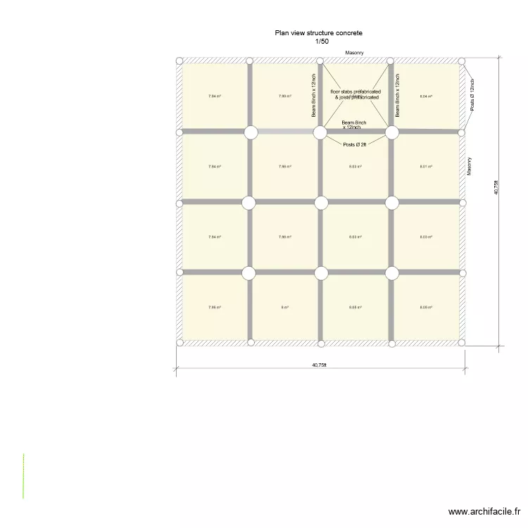 Plan view structure concrete. Plan de Plan view structure concrete. Plan de