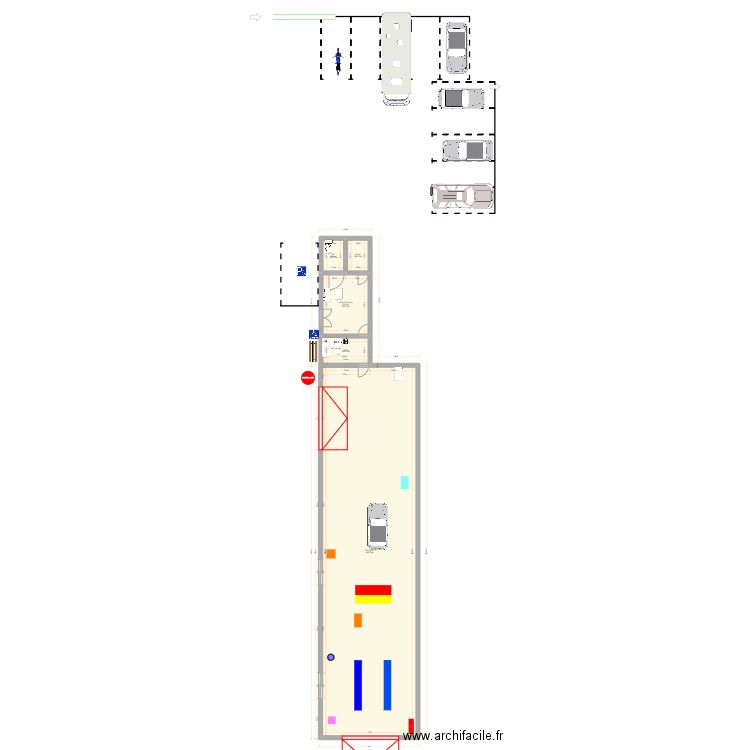 Plan du centre de contrôle technique. Plan de 5 pièces et 254 m2