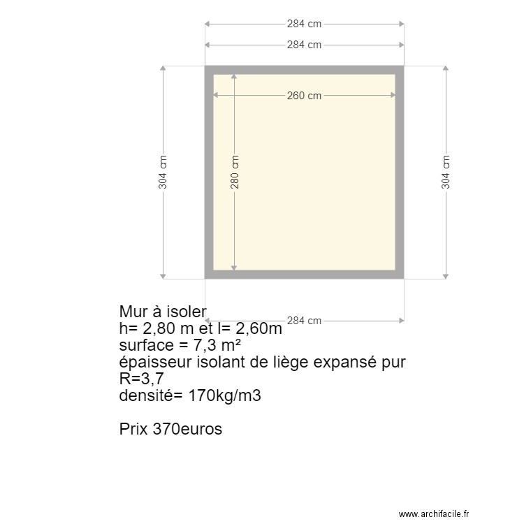 Mur à isoler arrière cuisine. Plan de 0 pièce et 0 m2