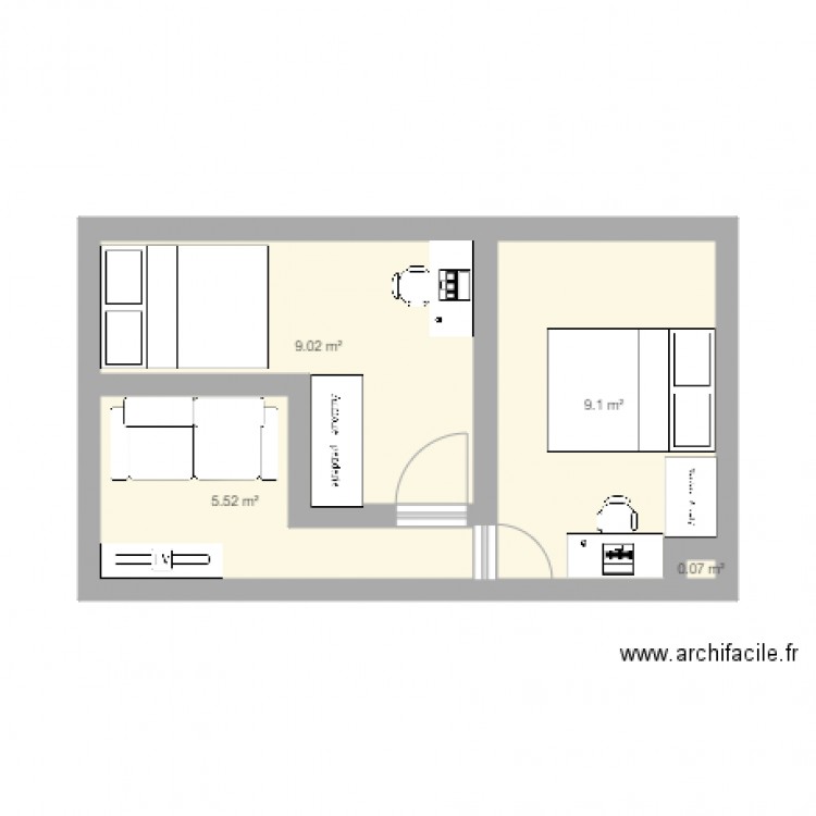pièce principale coloc. Plan de 0 pièce et 0 m2