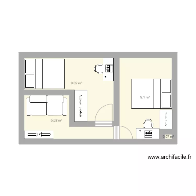 pi&egrave;ce principale coloc. Plan de 