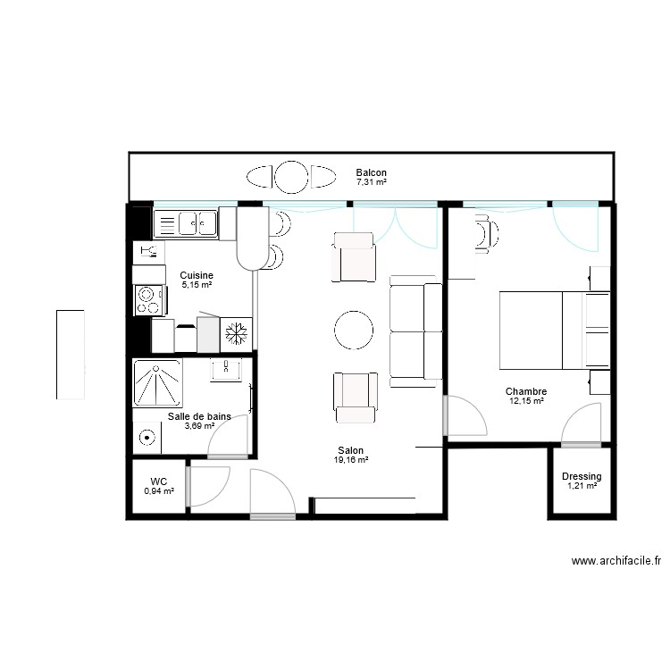 Appartement Antoine variante 1. Plan de 0 pièce et 0 m2