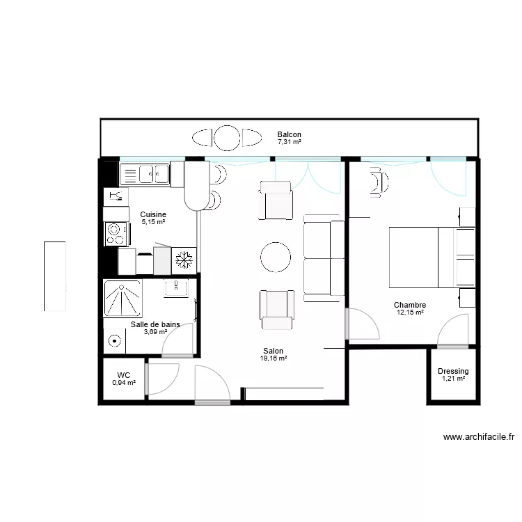 Appartement Antoine variante 1. Plan de Appartement Antoine variante 1. Plan de