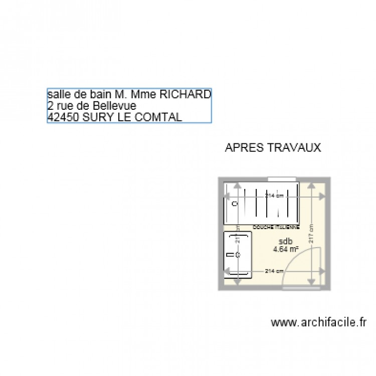 SDB RICHARD APRES TRAVAUX. Plan de 0 pièce et 0 m2