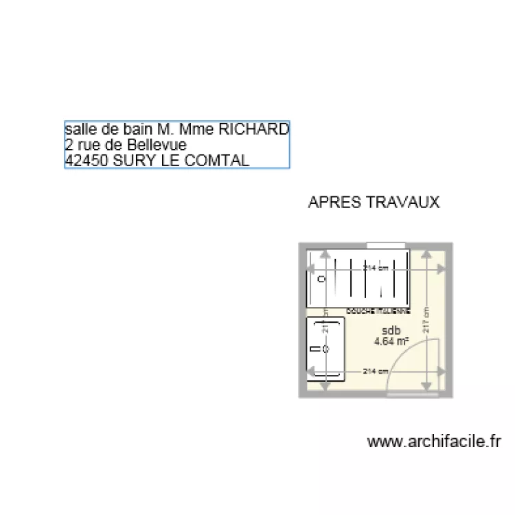 SDB RICHARD APRES TRAVAUX. Plan de SDB RICHARD APRES TRAVAUX. Plan de