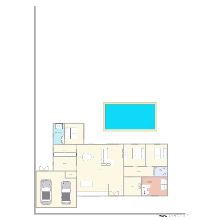 NOUVEAU PLAN MAISON en u jardin. Plan de 0 pièce et 0 m2