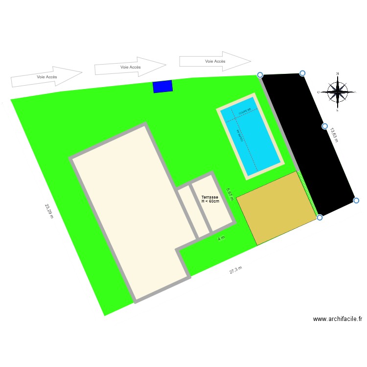 Plan de masse v6. Plan de 3 pièces et 132 m2