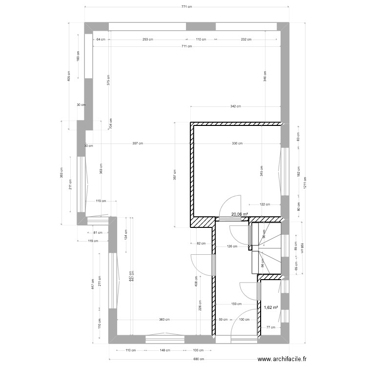 Ahmet RDC. Plan de 6 pièces et 67 m2