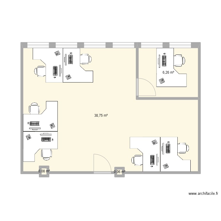 info. Plan de 4 pièces et 45 m2