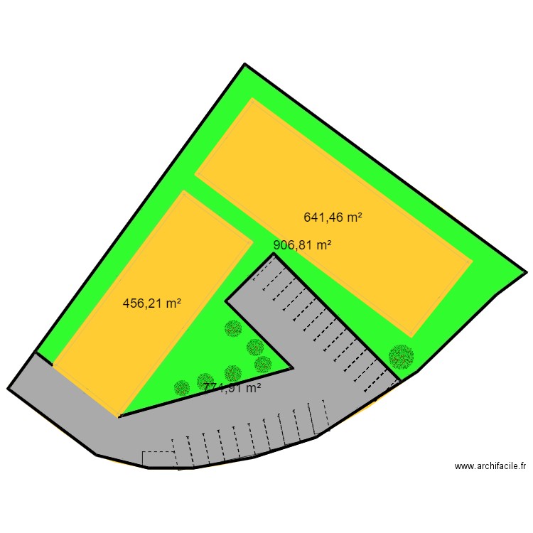 BADAMIER . Plan de 4 pièces et 3450 m2