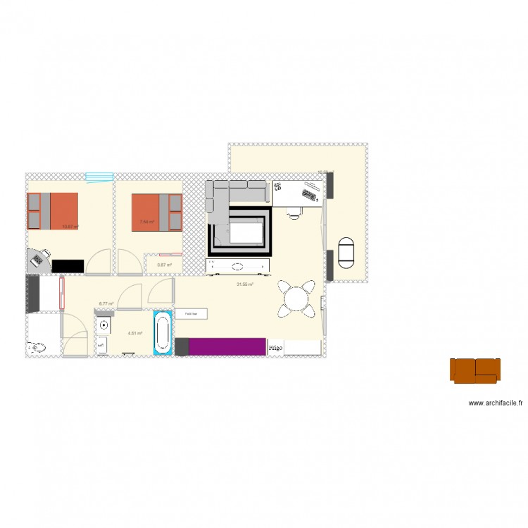 Appartement Salon n1. Plan de 0 pièce et 0 m2