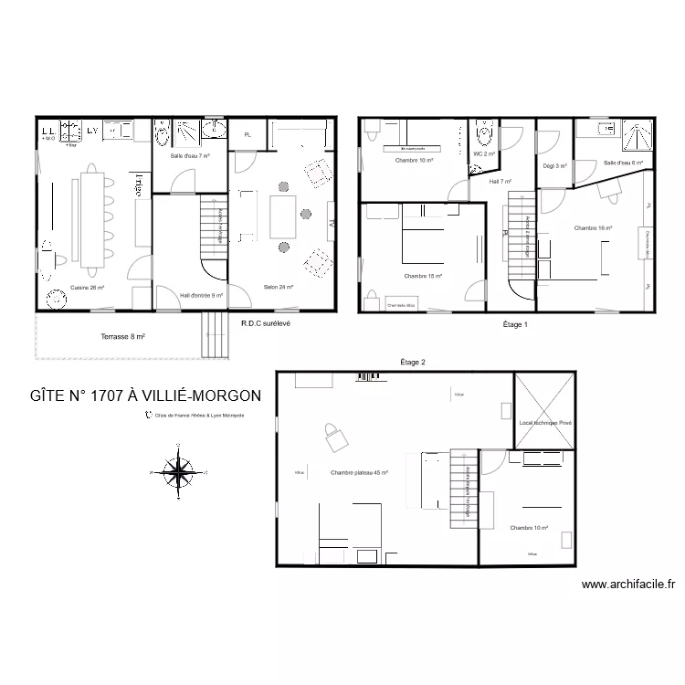 GITE 1707 &agrave; Villi&eacute; Morgon. Plan de 