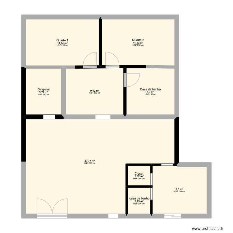 Alexandre senna modificado. Plan de 9 pièces et 101 m2