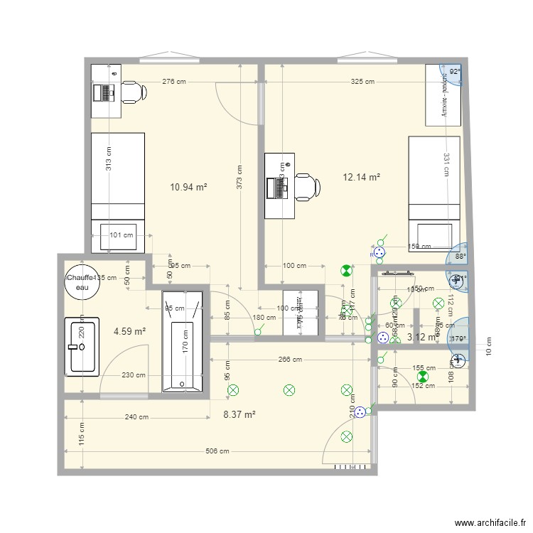 studio chambre apres travaux 4 elec. Plan de 0 pièce et 0 m2