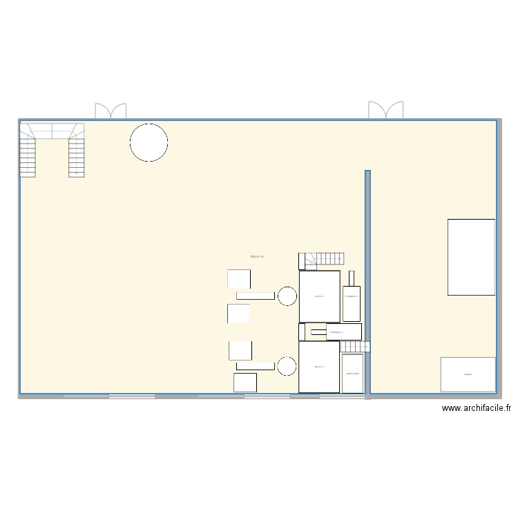 1er essai . Plan de 1 pièce et 354 m2