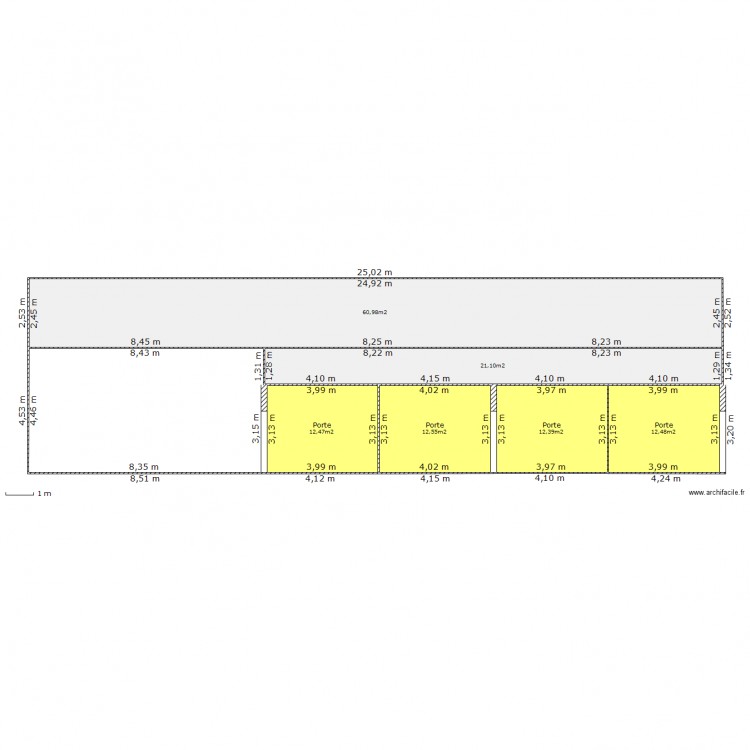 Hangar silo longueur. Plan de 0 pièce et 0 m2