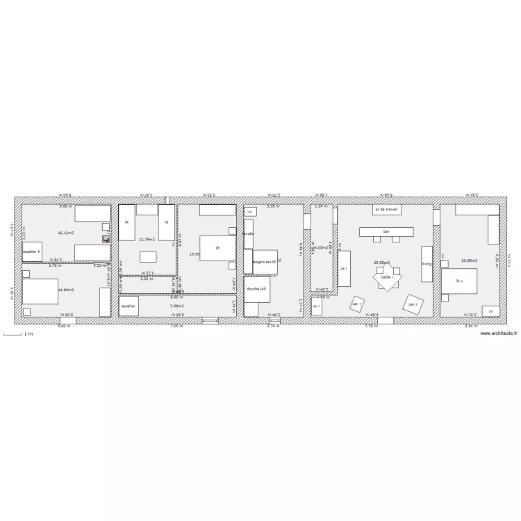 maison 1 (2&egrave;me niveau). Plan de 