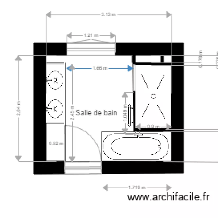 salle de bain Nico. Plan de 