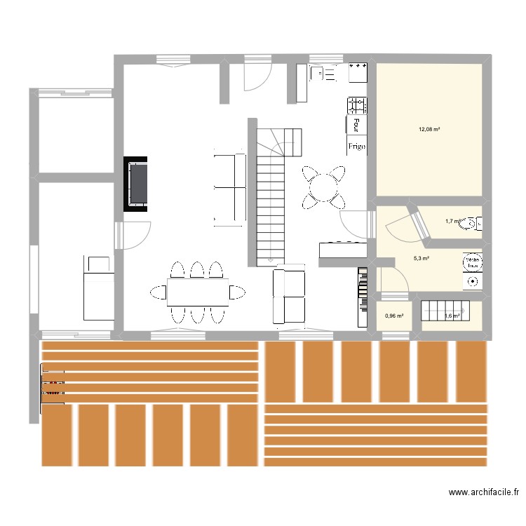 RDC maiso Lure. Plan de 5 pièces et 22 m2