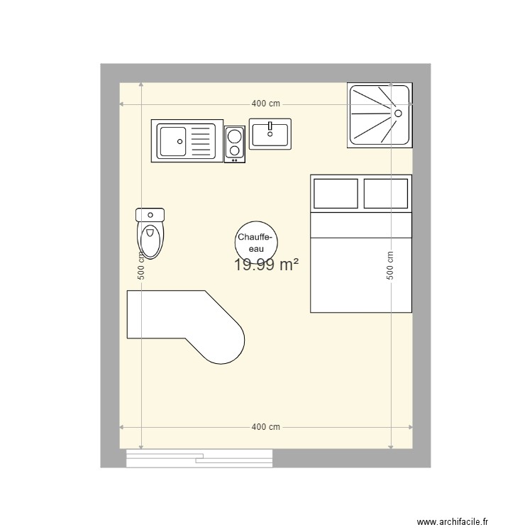 STUDIO20m2. Plan de 1 pièce et 20 m2